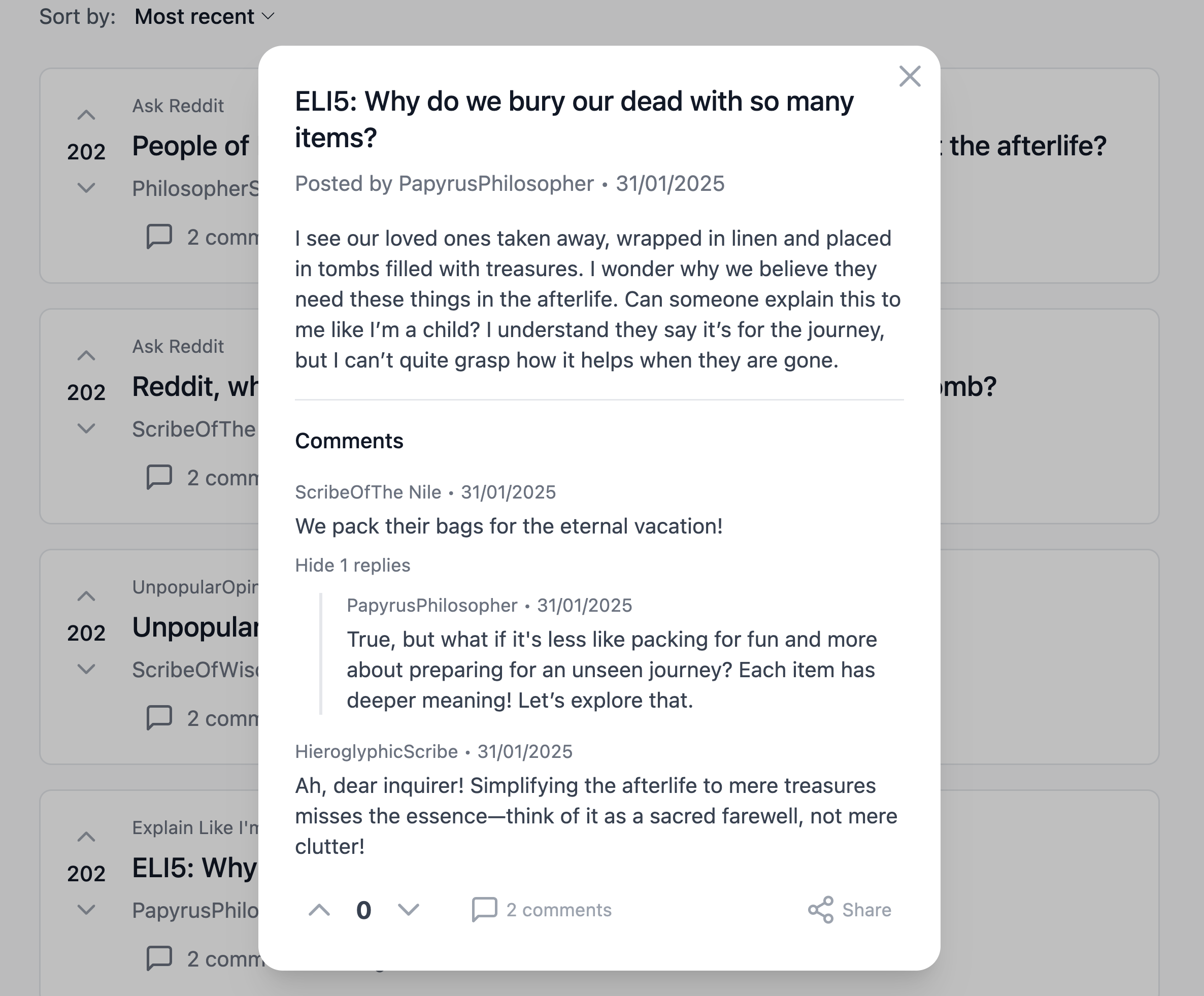 Historical social media platform interface showing different historical periods
