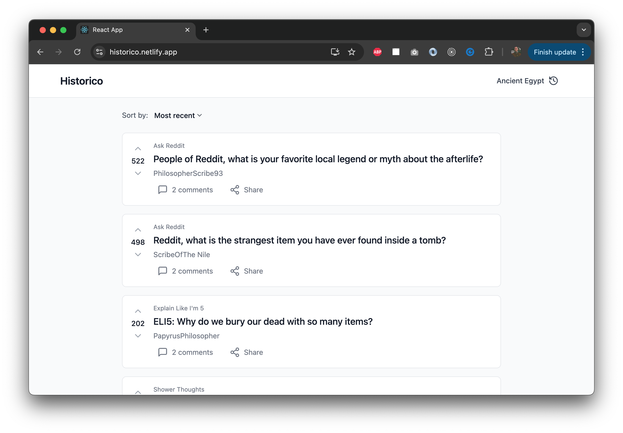 Historical social media platform interface showing different historical periods